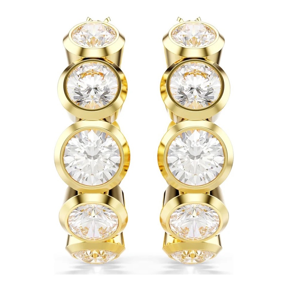 Swarovski Elegant S925 18k Large Bazel Circle Earrings Classic Fashion Hoop Box - Picture 4 of 17